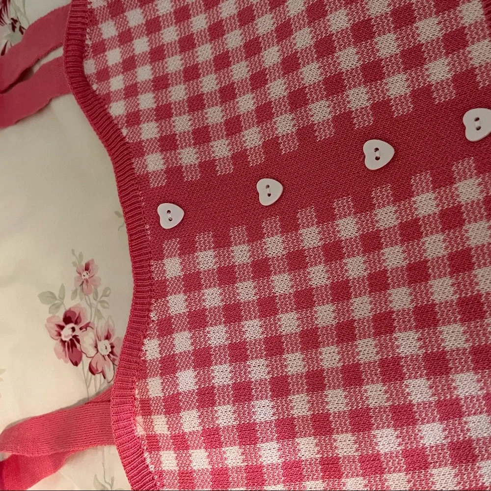 πWhite and Pink Plaid Crop Topπ - Picture 4 of 6